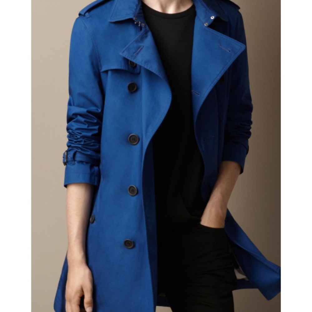 BURBERRY Women Rain Trench Coat Jacket,Cobalt Blue